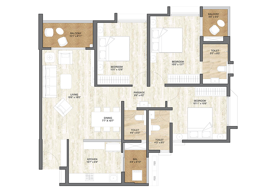 3-BHK-L Miami-plan1