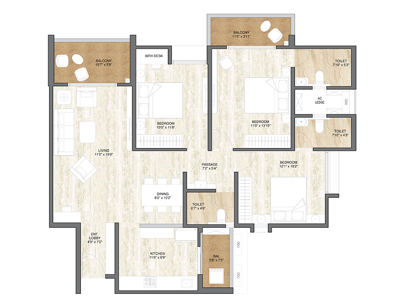3-BHK-L Miami-plan1